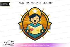 Vector silhouette of a young reader Product Image 1