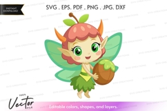 Cute fairy with apple hair - vector silhouette Product Image 1