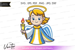 Angel holding a candle - vector silhouette Product Image 1