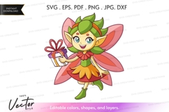 Fairy holding a gift - vector silhouette Product Image 1