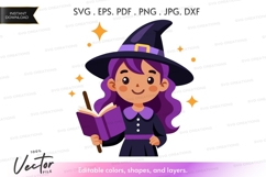 Young witch vector silhouette Product Image 1