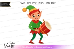 Elf playing drum vector silhouette Product Image 1