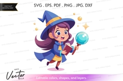 Young witch vector silhouette Product Image 1
