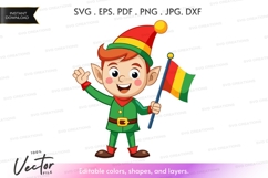 Cheerful elf with national flag vector silhouette Product Image 1