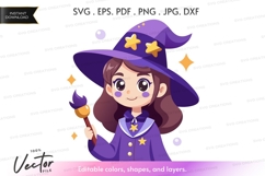 Young witch vector silhouette Product Image 1