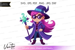 Whimsical witch vector silhouette Product Image 1