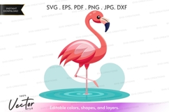 Pink flamingo in water Product Image 1