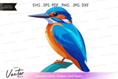 Vector silhouette of a kingfisher bird Product Image 1