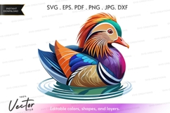 Colorful mandarin duck vector silhouette png Product Image 1