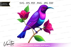 Colorful bird on a flower branch Product Image 1