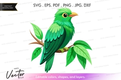 Green parrot on a branch Product Image 1
