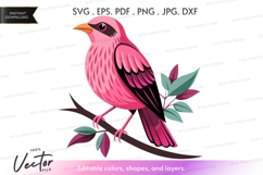 Vector silhouette of a pink bird Product Image 1