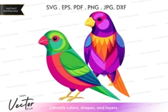 Colorful birds silhouette png Product Image 1