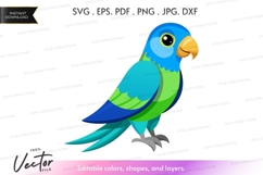 Blue and green parrot vector silhouette Product Image 1
