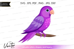 Purple parrot on a branch Product Image 1