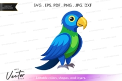 Blue and green parrot vector silhouette Product Image 1