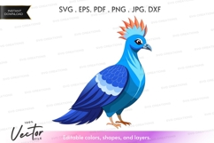 Blue bird with orange crest vector silhouette Product Image 1