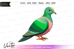 Green and pink pigeon vector silhouette Product Image 1