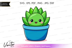Cute succulent in a pot vector silhouette Product Image 1