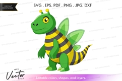 Cartoon dinosaur with bee stripes and wings Product Image 1