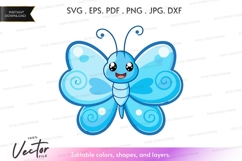 Blue butterfly vector silhouette Product Image 1