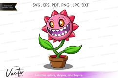 Vector silhouette of a cartoonish, mischievous flower Product Image 1