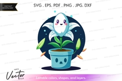 Whimsical blue flower in pot Product Image 1