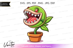 Vector silhouette of a carnivorous plant Product Image 1