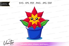 Happy flower in a pot vector silhouette Product Image 1