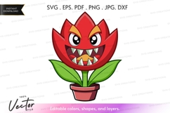 Vector silhouette of a cartoonish, angry flower Product Image 1