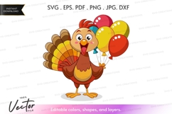Happy turkey with balloons Product Image 1