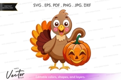 Happy thanksgiving turkey with pumpkin Product Image 1