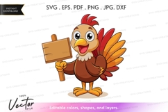 Happy turkey holding sign Product Image 1