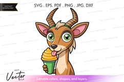 Goat enjoying ice cream Product Image 1