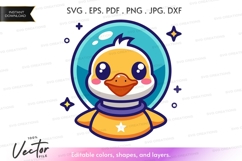 Adorable duckling in space vector silhouette Product Image 1