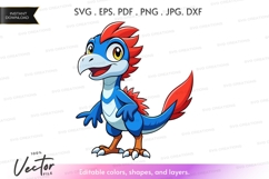 Blue and red dinosaur silhouette Product Image 1