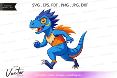 Cartoon blue dinosaur running Product Image 1