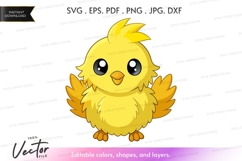 Cute yellow chick vector silhouette Product Image 1