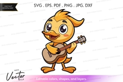 Happy duck playing guitar Product Image 1
