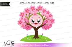Happy flower tree vector silhouette Product Image 1