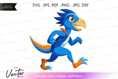 Running blue bird with orange accents Product Image 1