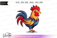 Proud rooster vector silhouette Product Image 1