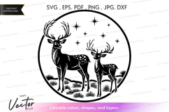 Stag and doe Vector Clipart Product Image 1