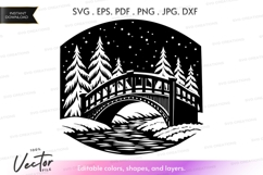 Winter bridge Vector Clipart Product Image 1