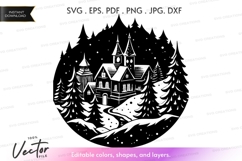 Winter village Vector Clipart Product Image 1