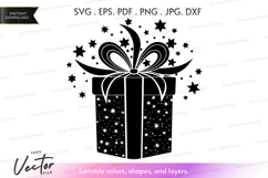 Gift box with stars Vector Clipart Product Image 1