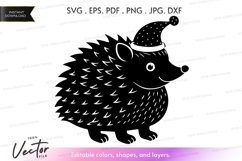 Cute hedgehog wearing santa hat Vector Clipart Product Image 1