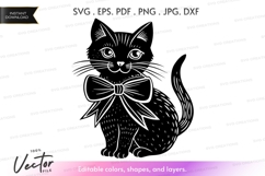 Elegant black cat with bow tie Product Image 1