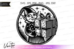 Magical gift-bearing elf Vector Clipart Product Image 1