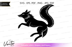 Vector silhouette of a running fox Product Image 1